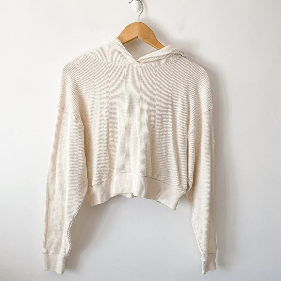 Aritzia The Group  by Babaton Thermal Hooded Longsleeve Pullover Cream Small - Picture 2 of 6